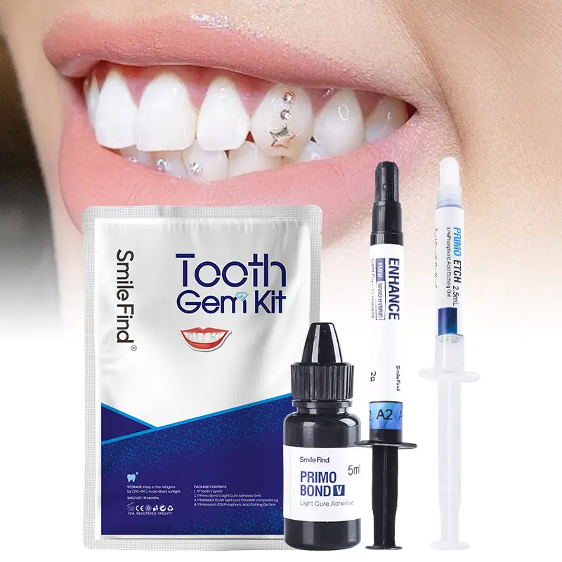 2022 Best Home Professional Dental DIY Teeth Starter Light Cure Composite Resin Glue Etch Bonding Agent Tooth Gem adhesive Kits