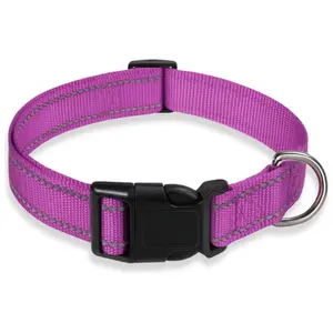 Hot Pet Kraag Reflecterende Effen Band Nylon Comfortabele Hondenhalsband Makkelijk Te Gebruiken Dierenriem Riemen Voor Kleine Honden