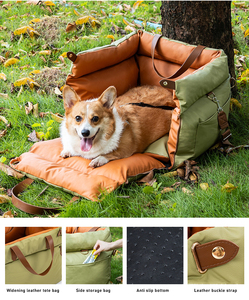 Asiento de coche de piel sintética de lujo para mascotas, cama elevadora para perros, cama para asiento de coche con hebilla de seguridad, LOGOTIPO personalizado, camas de lujo para perros, asiento de coche para mascotas - Product Image 4