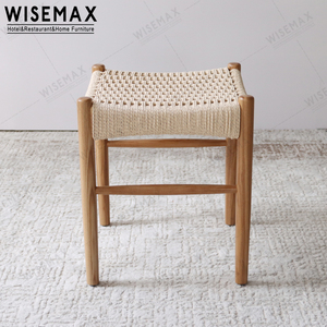 WISEMAX mobili minimalisti <span class=keywords><strong>in</strong></span> stile nordico moderno sgabello quadrato <span class=keywords><strong>in</strong></span> <span class=keywords><strong>legno</strong></span> massello sedia a panchina <span class=keywords><strong>con</strong></span> seduta <span class=keywords><strong>in</strong></span> corda per Bar e Bar uso - Product Image 2