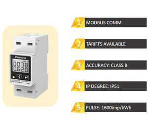Medidor de Energía Inteligente Monofásico Aprobado por MID, Medidor de Carga para Vehículos Eléctricos, Medidor de Tamaño Compacto Modbus RTU DDS1946-2M Aprobado por MID - Product Image 1