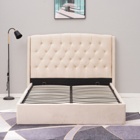 Vente en gros usine : Lits modernes en cuir et en tissu velours, tailles King et Queen (150x200), avec cadre de lit rembourré et rangement