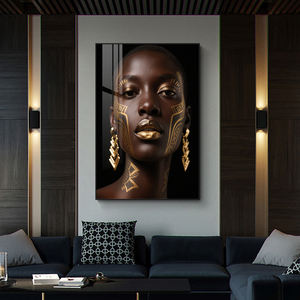 Peinture en porcelaine cristalline personnalisée, moderne, portrait de femme africaine, mode, fille noire imprimée, pour la décoration murale du salon, de l'hôtel - Product Image 3
