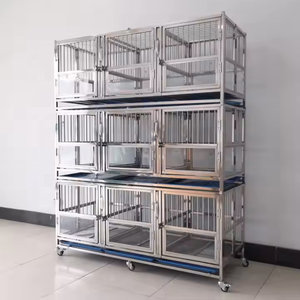 <span class=keywords><strong>Jaula</strong></span> <span class=keywords><strong>para</strong></span> <span class=keywords><strong>perros</strong></span> de acero inoxidable y vidrio templado de 3 capas y 9 puertas resistente plegable y portátil - Product Image 4