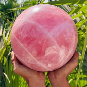 8-8.5cm Natural Healing Pink Crystals Sphere Healing Stones Natural Rose Quartz Crystal Ball for Decor