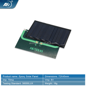 Paneles Solares Mini DIY de 72x45 6V 70ma PERC Epoxy Poly 156x156 Celdas, 19% de Eficiencia, AK CE ROHS, <span class=keywords><strong>Carga</strong></span> de Batería, Venta al Por Mayor OEM - Product Image 2