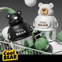 Botella de agua de oso de acero inoxidable de alta calidad M85 para niños, termos con pajita, vasos bonitos portátiles