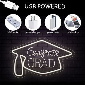Congrats Grad segno al Neon bianco segno LED luce al Neon per la classe di festa di compleanno evento festa Grad decorazione della parete - Product Image 5