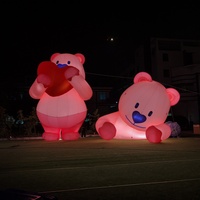 Ensemble d'ours en peluche gonflables géants lumineux à LED, ours gonflable rose avec cœur pour la Saint-Valentin, mariage, centre commercial, décoration de festival