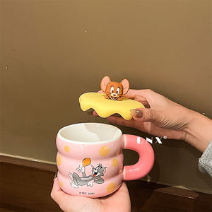 Mug en céramique mignon <span class=keywords><strong>Tom</strong></span> et <span class=keywords><strong>Jerry</strong></span> avec paille et bouchon en PP, tasse à lait pour enfants, idéal pour le bureau, la maison et les cadeaux - Product Image 5