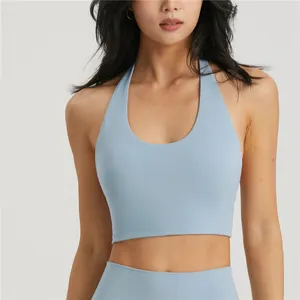 2023 di alta qualità U collo Yoga reggiseno abbigliamento sportivo reggiseno per le donne su misura Fitness allenamento palestra Sexy senza schienale reggiseno palestra Crop Top