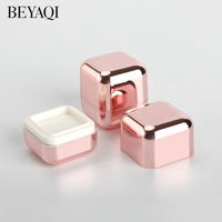 Boîtier vide carré rose brillant pour fard à paupières, blush, illuminateur, poudre libre, avec matériaux recyclés