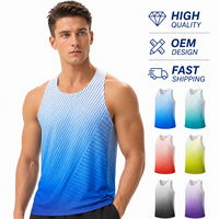 Débardeur de sport respirant à séchage rapide de haute qualité avec dégradé de couleurs, conception personnalisée OEM, impression de logo, débardeur de course unisexe