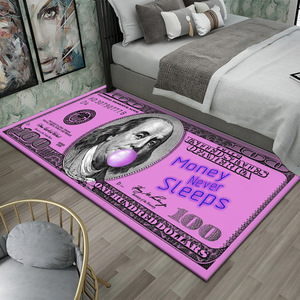 Alfombra de Terciopelo de Cristal Creativa con Estampado de Signo de Dólar, Antideslizante, Resistente al Desgaste, Suave, para el Dormitorio, Cojín para Ventana, Cojín para Sofá - Product Image 3