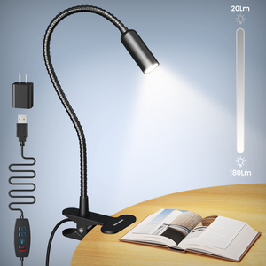 Glocusent Usb <span class=keywords><strong>Clip</strong></span> Flexível na Mesa Lâmpada 10 Níveis Brilho Cabeceira Olho Cuidar Leitura Braçadeira Luz Mesa