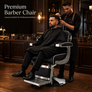 Hydraulic Reclining Barber Chair 360° Swivel Foldable <b>Footrest</b> PU Leather for Men's Barbershop - Product Image 2