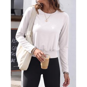 Custom Womens <b>Cropped</b> <b>Long</b> <b>Sleeve</b> Yoga <b>Top</b> Moisture Wicking Active Wear Casual Oversized Fit - Product Image 4