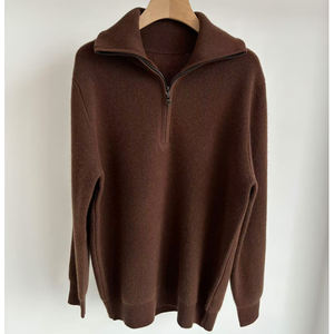 カシミヤセーター2024メンズ100% カシミヤニットプルオーバージッパー厚手ウールセーター冬カスタムカラー在庫あり男性用 - Product Image 4