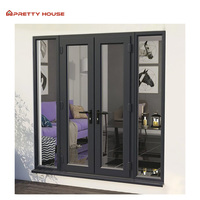 Porte d'entrée double moderne en aluminium avec verre trempé pour villa, style français, conforme NFRC