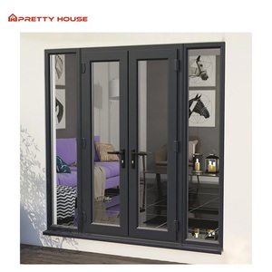 <span class=keywords><strong>Porta</strong></span> d'Ingresso Doppia in <span class=keywords><strong>Alluminio</strong></span> con Vetro Temperato, Stile Francese Moderno, Certificata NFRC, per Ville Residenziali - Product Image 4