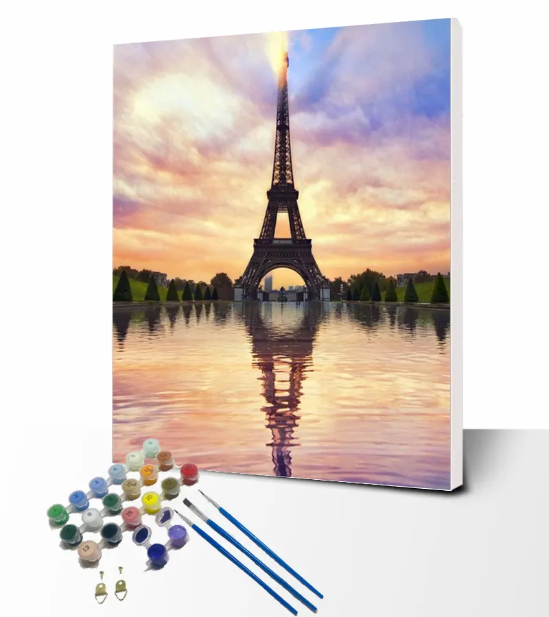 Paintido Bán Buôn Tự Làm Tháp Eiffel Phong Cảnh Độc Đáo Tranh Sơn Dầu Vải Theo Số