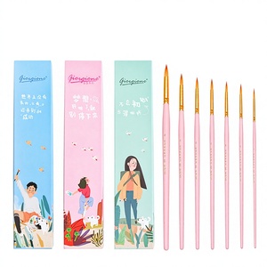 Ensemble de 7 pinceaux de peinture pour artistes Giorgione, poils ronds en nylon avec virole en aluminium jaune et manche en <span class=keywords><strong>bois</strong></span>, emballage en boîte de couleur - Product Image 5