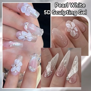 BORN PRETTY Etiqueta privada <span class=keywords><strong>Blanco</strong></span> nacarado Sin toallita Sólido 3D Flor Nail Art <span class=keywords><strong>Gel</strong></span> para manicura 5D Tallado Escultura Diseño <span class=keywords><strong>de</strong></span> <span class=keywords><strong>uñas</strong></span> - Product Image 5