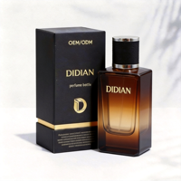 Flacon de parfum carré en verre dégradé marron rechargeable de 30 ml, 50 ml, 100 ml avec boîte assortie pour coffret de parfums de niche de luxe