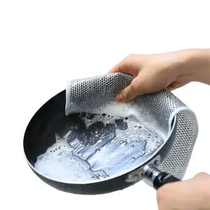 New Kitchen Magic Silver Wire Scouring Pads Powerful Cleaning Dishwashing Rags Double-sided Silver Wire Cleaning Cloths