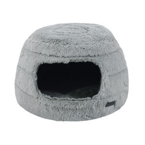 Soft cats cave bed pet bed house little puppy house warming plush pink light grey cute cat igloo - Product Image 2