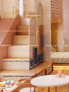 Letto per bambini in legno massello con scivolo, completamente personalizzabile per la cameretta delle bambine, con contenitore, con possibilità di alternanza tra letto superiore e inferiore. - Product Image 3