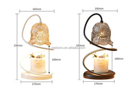 Nouveau design Brûleur d'encens électrique Lampe de table en bois et céramique Chauffe-cire en verre Aromathérapie Parfum Bougie parfumée Métal
