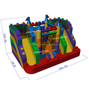 Château gonflable commercial d'extérieur pour enfants et tout-petits, avec piscine à balles intégrée et double toboggan - Product Image 2