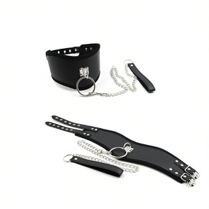 Ensemble de bondage en cuir PU réglable punk BDSM, menottes et attaches de cheville pour couples - Product Image 1