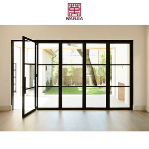 WANJIA <strong>Factory</strong> Grill <strong>Design</strong> Aluminium Glass Horizontal Accordion Doors Glass Folding Door - Product Image 4