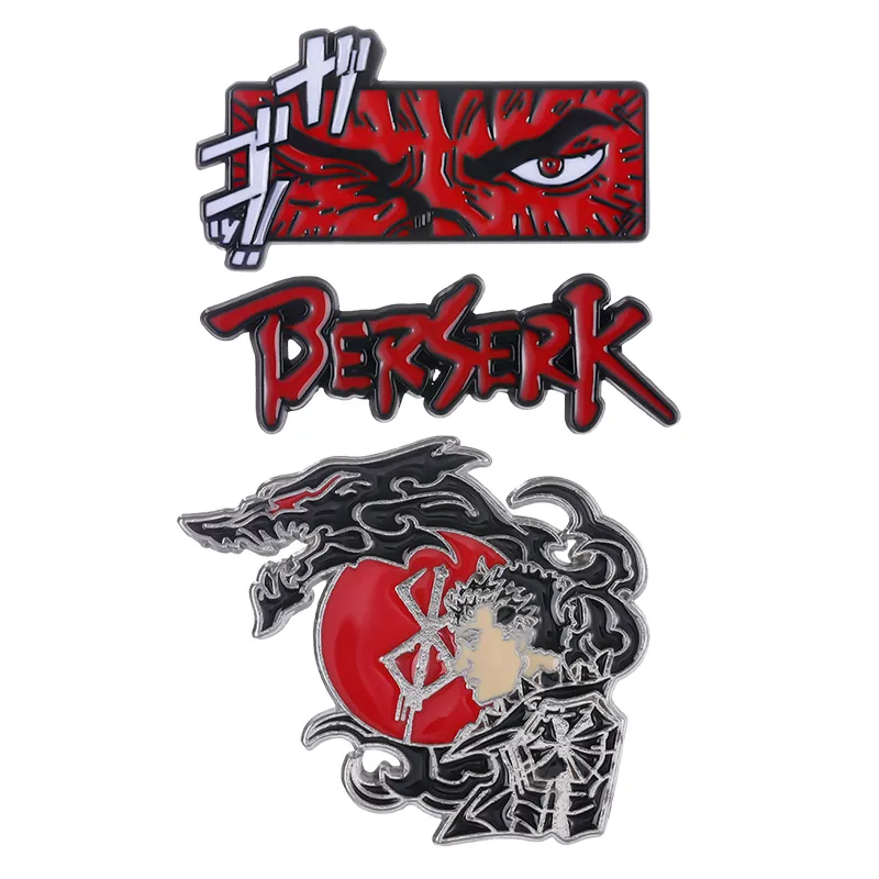 Benutzer definierte Berserk Emaille Anstecknadeln Red Nordic Sign Design für Gothic Collar Brosche und Rucksack Dekoration