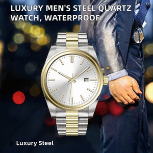 Montre à quartz pour homme en acier inoxydable avec verre saphir et affichage de la date, montre de luxe avec option de logo personnalisé - Product Image 2