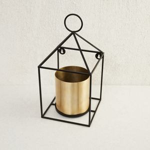 Maceta colgante de metal con recubrimiento en polvo con soporte - Product Image 2