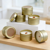 Bougie aromatique portable sans fumée à mèche en bois, parfum floral vanille naturel, avec couvercle, pour voyage et extérieur, marque privée OEM