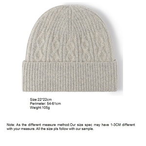 Bonnets d'hiver Landfond Nouveau chapeau tricoté en laine <span class=keywords><strong>mérinos</strong></span> à grosse tête Bonnets épais et chauds neutres pour hommes et femmes - Product Image 2