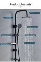Ensemble de douche contemporain en laiton pour hôtels, avec colonne, jet de pluie doux, finition chromée polie et mitigeur à cartouche céramique