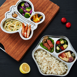 Plateaux de service arabes en acier inoxydable IKITCHEN, assiettes <span class=keywords><strong>à</strong></span> dîner en métal <span class=keywords><strong>à</strong></span> trois, quatre ou cinq compartiments pour enfants, pour écoles et restaurants - Product Image 2