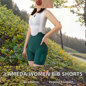 LAMEDA Custom Women <b>Cycling</b> Wear Bib <b>Shorts</b> Heat-Transfer Printing Breathable Spandex/Nylon Multi-Color <b>Padded</b> - Product Image 2