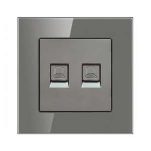 Cable TV Wall Socket 86x86mm White/<b>Black</b>/Gray Tempered Crystal Glass <b>Touch</b> Panel Universal TV Cable Interface - Product Image 6