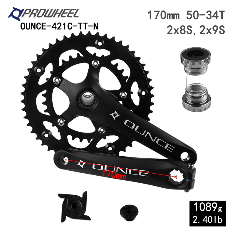 Double Plateau 34/50T 170 Mm Carré Conique – Manivelle AL6061 Compatible 9/10/11 Vitesses Pour Vélo Route Et Pliant