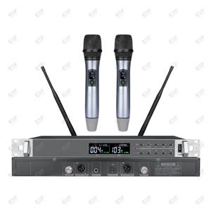 Micrófono Inalámbrico de Doble Canal HD2000 de Alta Calidad con Batería AA y Control de Volumen para Karaoke y Actuaciones en Escenario - Product Image 1