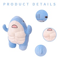 Peluche Homme Musclé Requin Brodé, Adorable Cadeau pour Petit Ami, Jouet en Peluche Fitness Ultra Doux avec Rembourrage en Coton PP, Anti-Stress, 35cm
