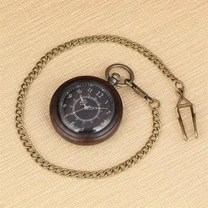 <span class=keywords><strong>Montre</strong></span> de poche <span class=keywords><strong>à</strong></span> quartz créative en bois antique, cadran numérique double cercle, chaîne épaisse, pour hommes et femmes, vente en gros - Product Image 5