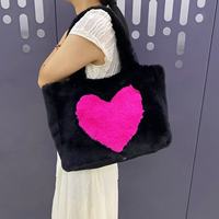 Sac à bandoulière fourre-tout en peluche transfrontalier, aspect haut de gamme, grande capacité, mignon, polyvalent, doublure en polyester en forme de cœur