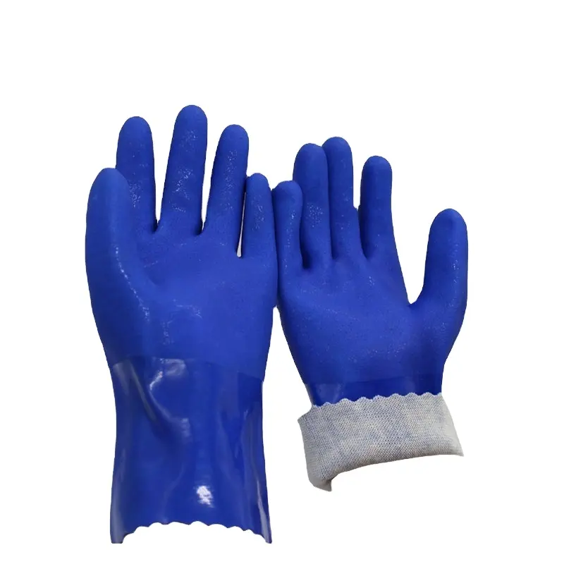 PVC industry gloves oil-resistant leak-proof matte cotton lined gloves